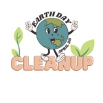 Earth Day cleanup illustration with globe cartoon.