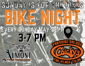 Sunday bike night event at Chicky's Saloon.