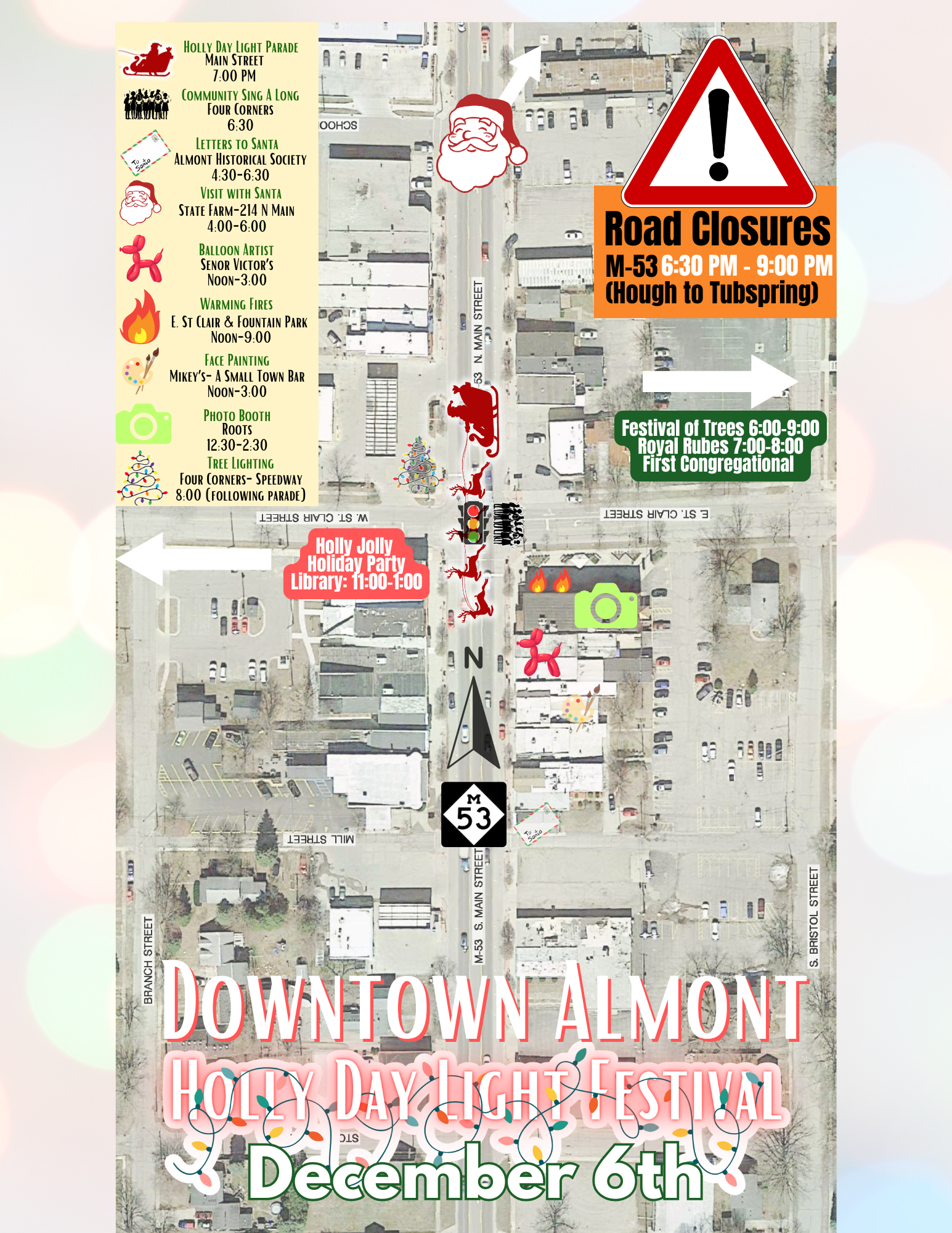 Downtown Almont Holly Day Light Festival December 6th.