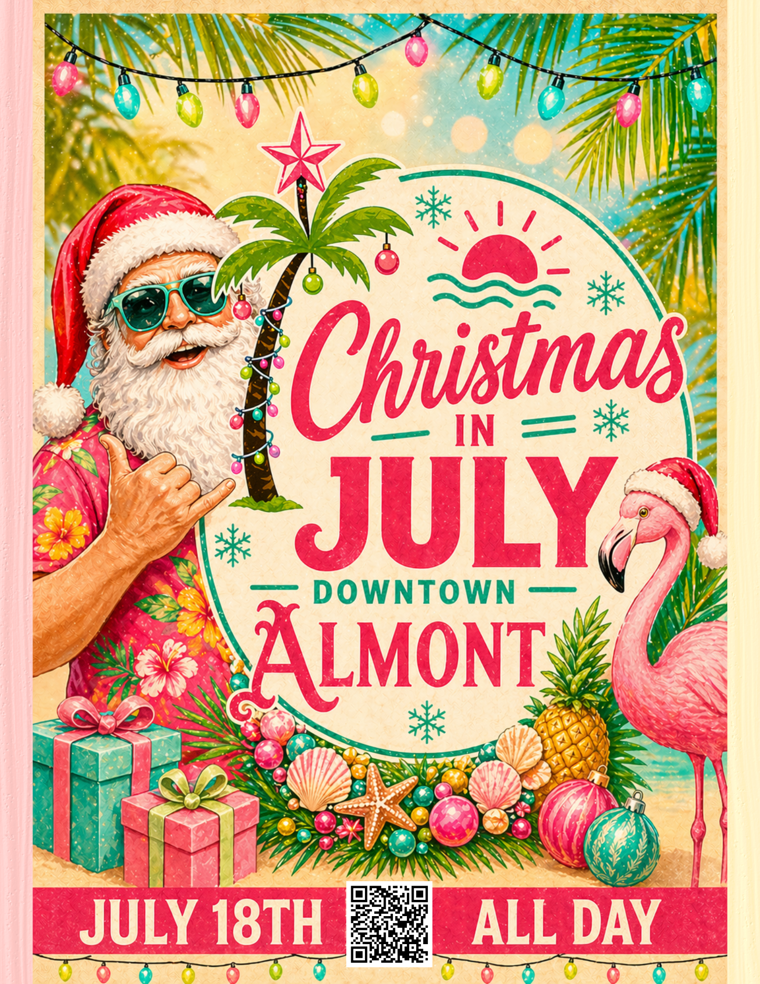 Santa in tropical Christmas setting