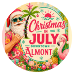 Christmas in July design with Santa and flamingo