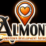 Almont Downtown Development Authority logo with heart pin