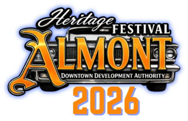 Almont Heritage Festival 2026 logo with classic car