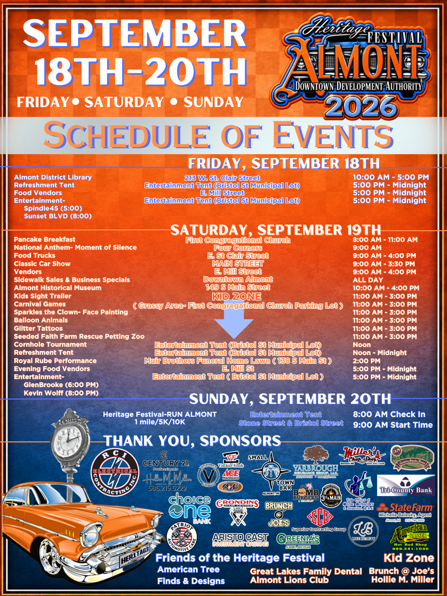 Almont Heritage Festival 2026 schedule of events poster